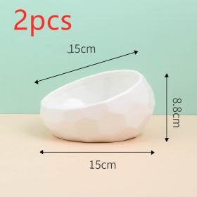 Pet Supplies Bowl Ceramic Cat Bowl Dog Bowl Oblique Mouth (Option: White2pcs)